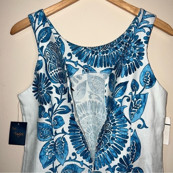 Just…Taylor NWT Halter Dress Pop Hopsak Medallion Leaf Blue Cotton Size 10 - Picture 4 of 14